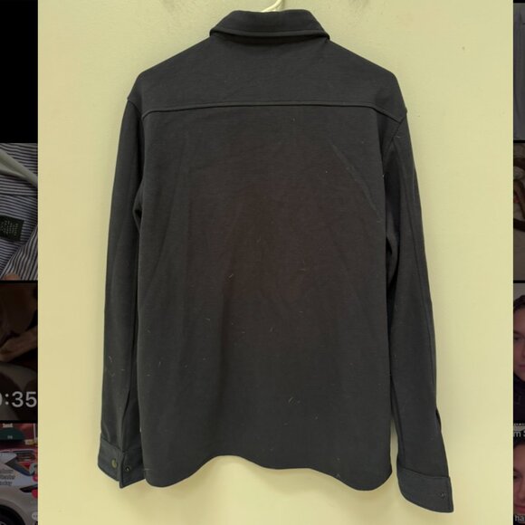JULIAN & MARK Navy Piqué Knit Overshirt In Navy in Medium - Picture 4 of 5